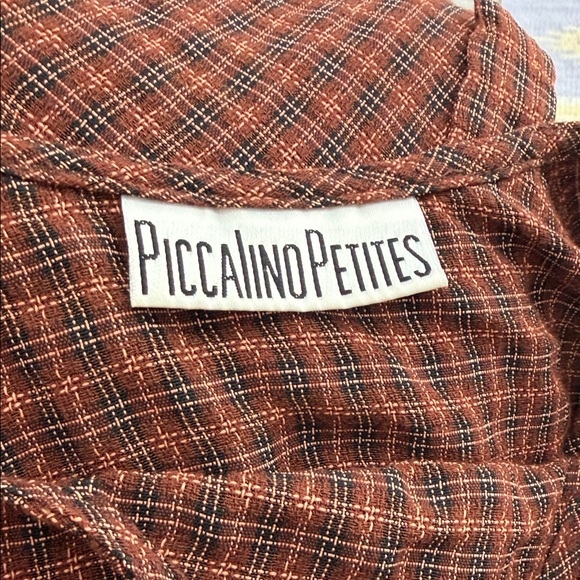 Vintage Piccalino Petites Brown Checkered plaid dress. - Picture 5 of 7